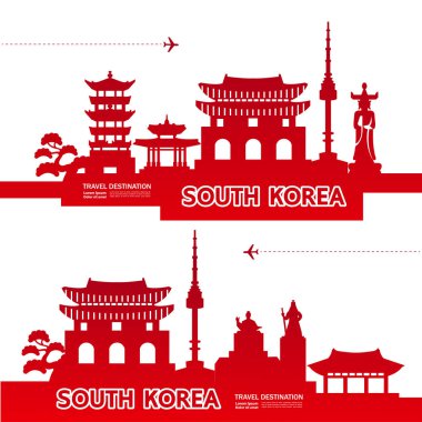 Güney Kore seyahat hedef vektör çizim.