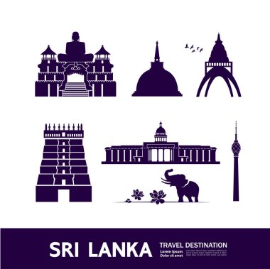 Sri Lanka seyahat hedef vektör illüstrasyon.