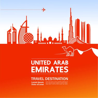 Birleşik Arap Emirlikleri seyahat hedef vektör illüstrasyon.