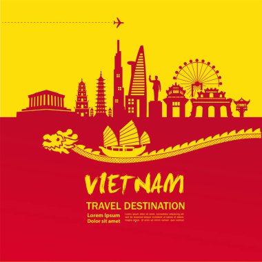 Vietnam seyahat hedef vektör illüstrasyon.
