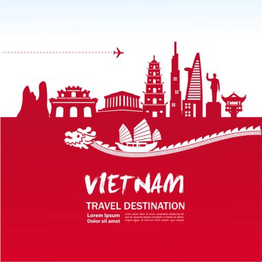 Vietnam seyahat hedef vektör illüstrasyon.