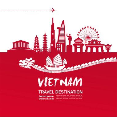 Vietnam seyahat hedef vektör illüstrasyon.