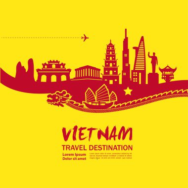 Vietnam seyahat hedef vektör illüstrasyon.