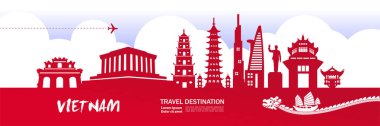 Vietnam seyahat hedef vektör illüstrasyon.