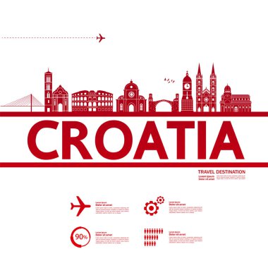 Hırvatistan seyahat hedef vektör illüstrasyon.