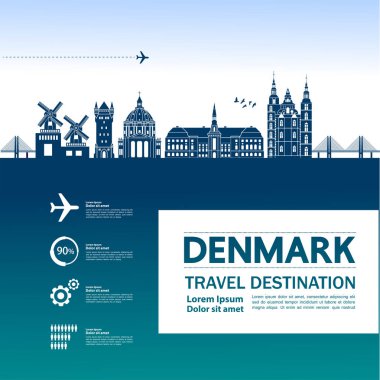 Danimarka seyahat hedef vektör illüstrasyon.