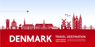 Danimarka seyahat hedef vektör illüstrasyon.