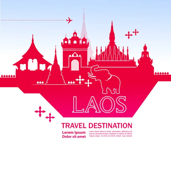 Laos Viaje Destino Vector Ilustración — Vector de stock