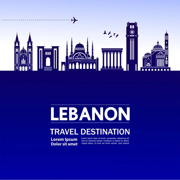 Líbano Viaje Destino Vector Ilustración — Vector de stock