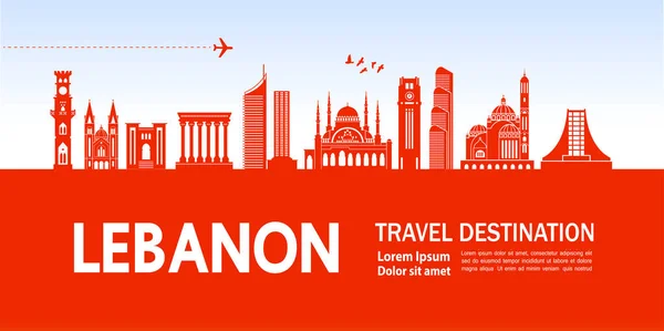 Libanon Reiseziel Vektor Illustration — Stockvektor