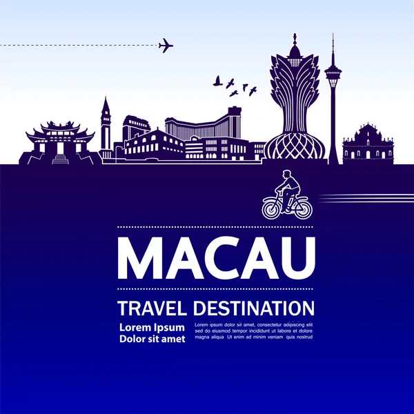 Macao Viaje Destino Vector Ilustración — Archivo Imágenes Vectoriales