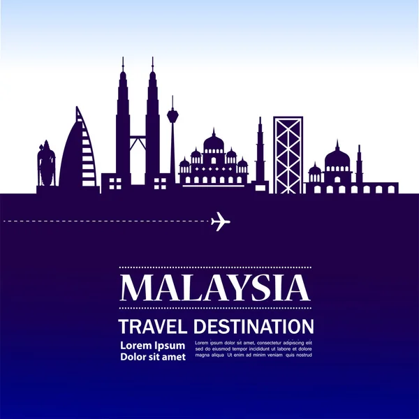 Malasia Viaje Destino Vector Ilustración — Vector de stock