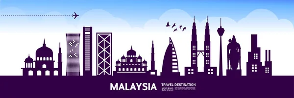 Malaysia Travel Destination Vector Illustration — Stock Vector