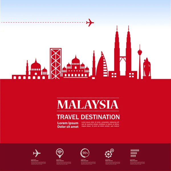 Malaysia Resa Destination Vektorillustration — Stock vektor