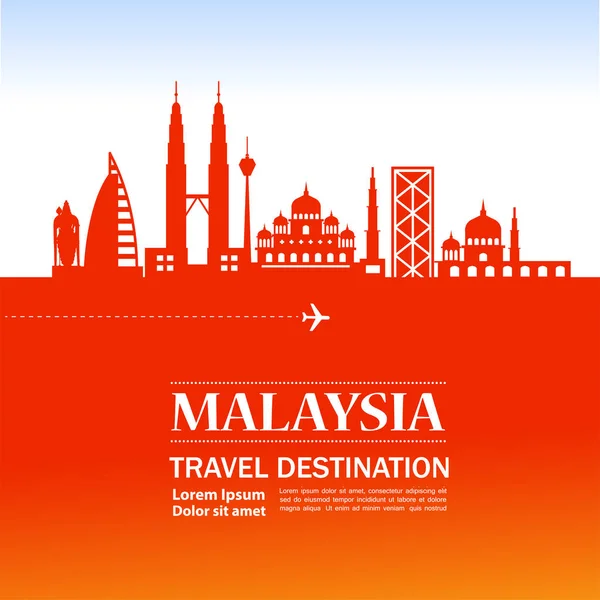 马来西亚旅行目的地向量例证 — 图库矢量图片