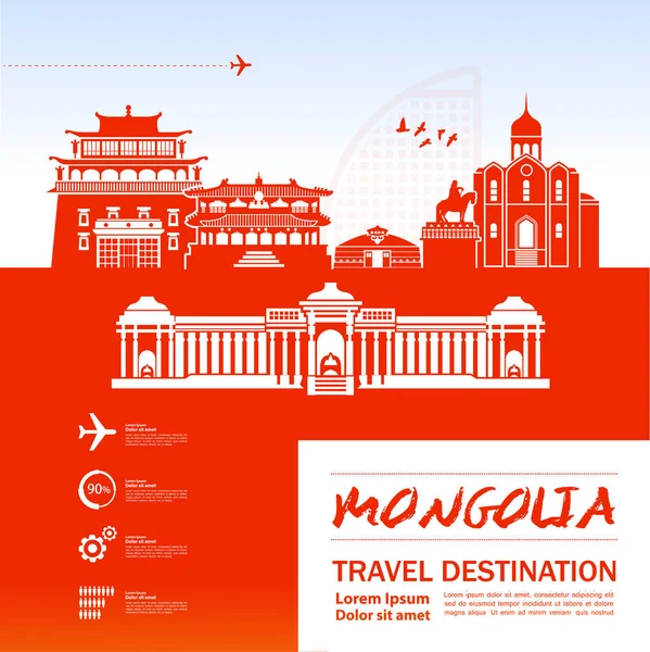 Ilustracja Wektorowa Mongolia Podróż Przeznaczenia — Wektor stockowy