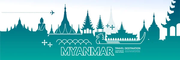 缅甸旅行目的地向量例证 — 图库矢量图片