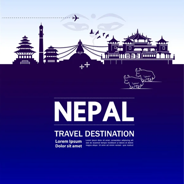 尼泊尔旅行目的地矢量说明 — 图库矢量图片