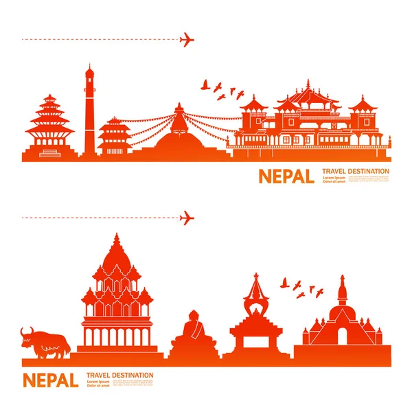 Nepal Viaje Destino Vector Ilustración — Vector de stock