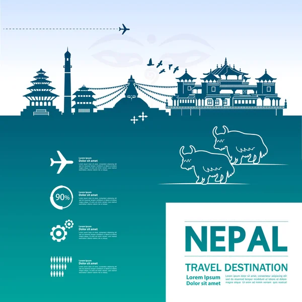 Nepal Viaje Destino Vector Ilustración — Vector de stock