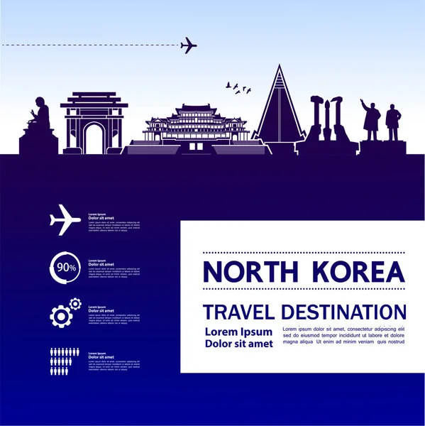 Noord Korea Reizen Bestemming Vectorillustratie — Stockvector