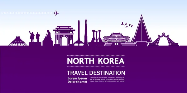 Észak Korea Utazás Rendeltetési Vektoros Illusztráció — Stock Vector