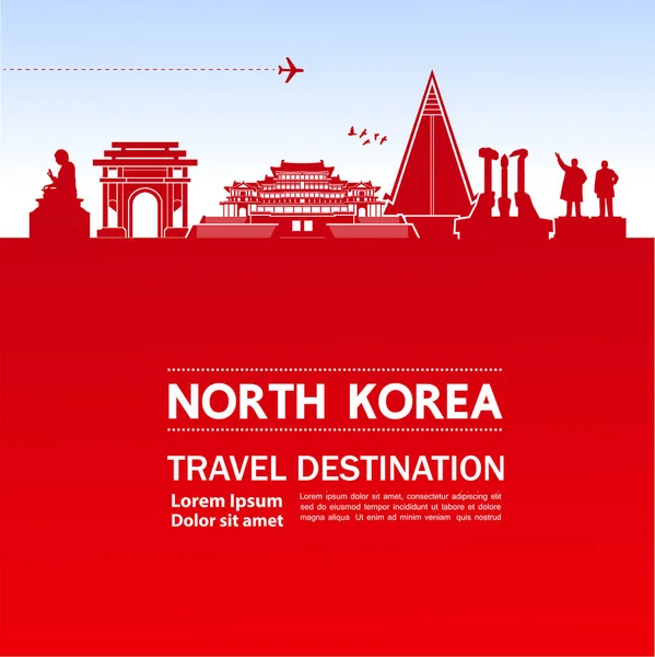 Noth Corea Viaje Destino Vector Ilustración — Vector de stock