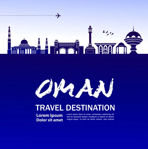 Oman Viaje Destino Vector Ilustración — Vector de stock