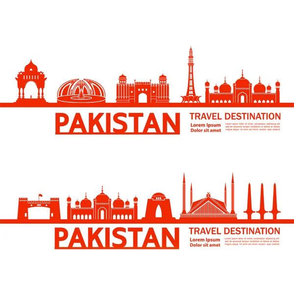 巴基斯坦旅游目的地矢量说明 — 图库矢量图片