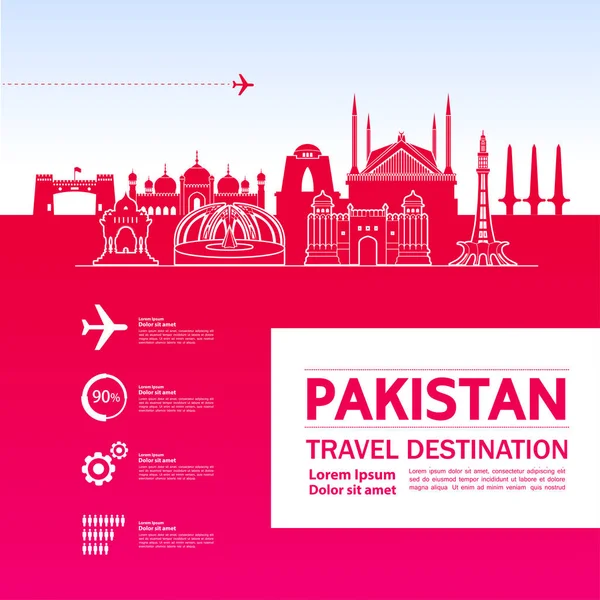 Paquistán Viaje Destino Vector Ilustración — Vector de stock