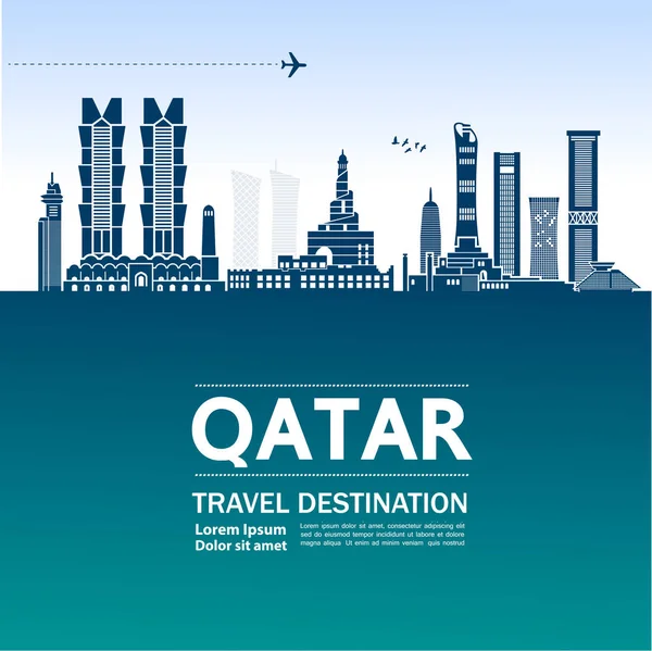 Qatar Viaje Destino Vector Ilustración — Vector de stock