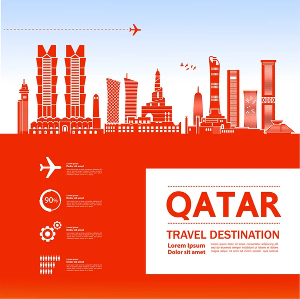 Qatar Viaje Destino Vector Ilustración — Vector de stock