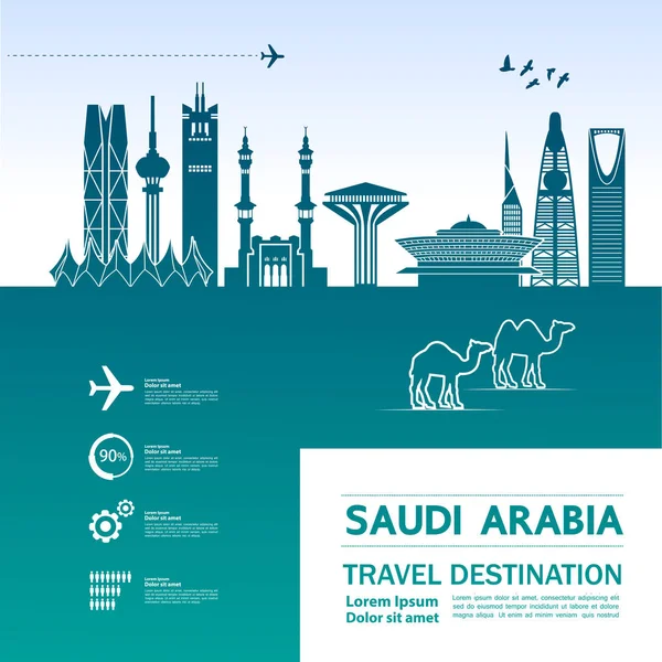 Saudi Arabië Reisbestemming Vector Illustratie — Stockvector