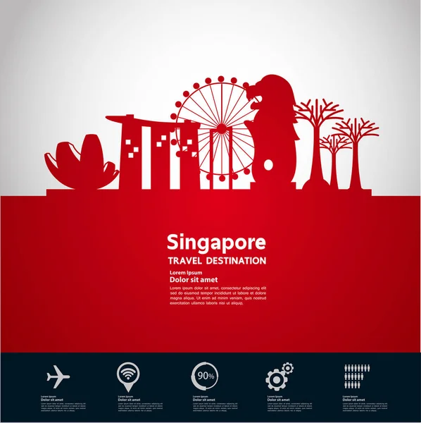 Singapur Viaje Destino Vector Ilustración — Vector de stock
