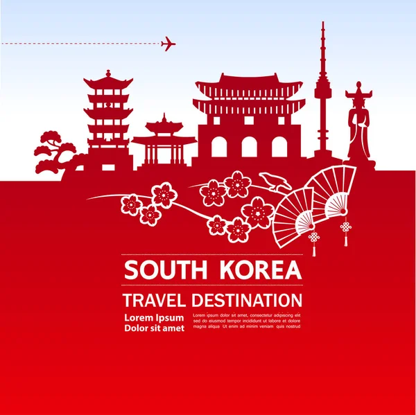 Corea Del Sur Viaje Destino Vector Ilustración — Vector de stock