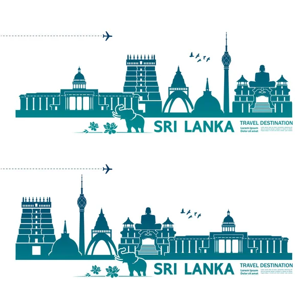 Sri Lanka Viaje Destino Vector Ilustración — Vector de stock