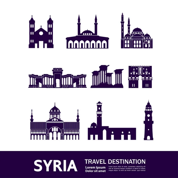 Syria Viaje Destino Vector Ilustración — Vector de stock