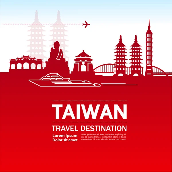 Taiwán Viaje Destino Vector Ilustración — Vector de stock