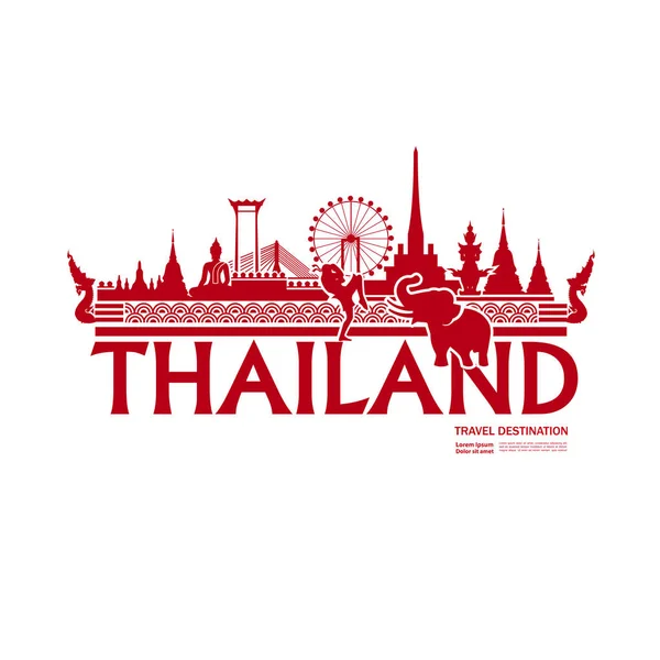 Tailandia Viaje Destino Vector Ilustración — Vector de stock