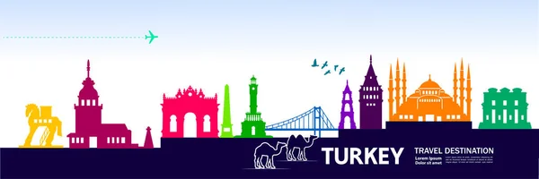Turquia Viagem Destino Vetor Ilustração —  Vetores de Stock