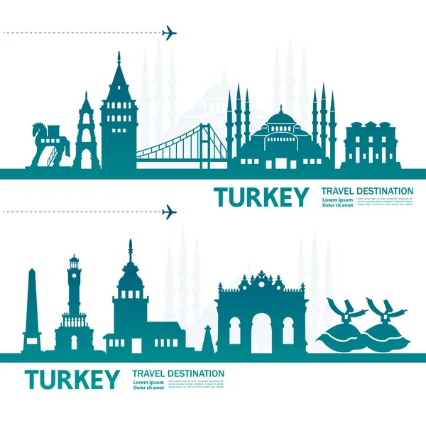 Turquia Viagem Destino Vetor Ilustração —  Vetores de Stock