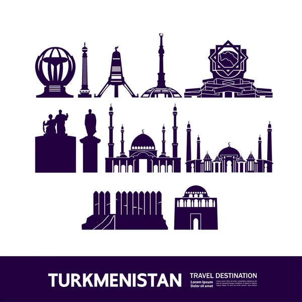 Turkmenistán Viaje Destino Vector Ilustración — Vector de stock