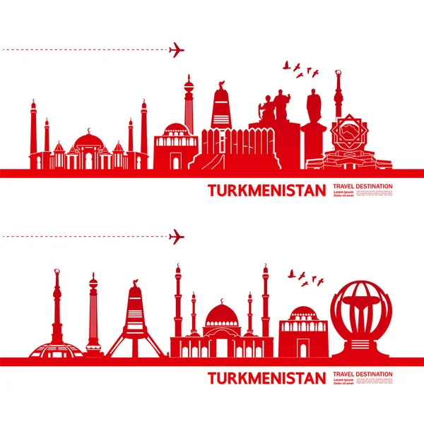 Turkmenistan Reizen Bestemming Vectorillustratie — Stockvector