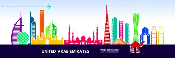 Emiratos Árabes Unidos Viaje Destino Vector Ilustración — Archivo Imágenes Vectoriales