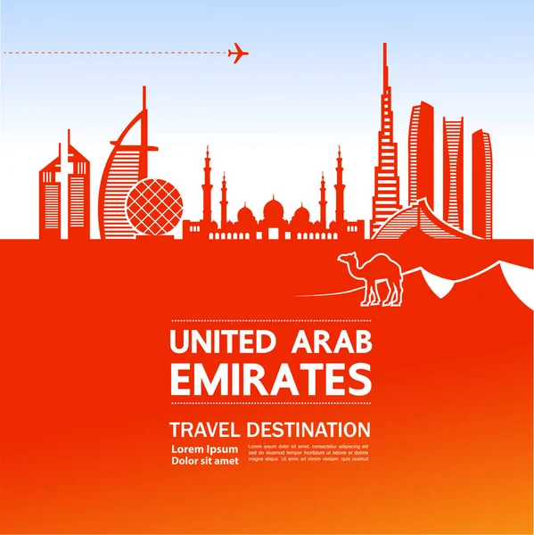 Emiratos Árabes Unidos Viaje Destino Vector Ilustración — Vector de stock