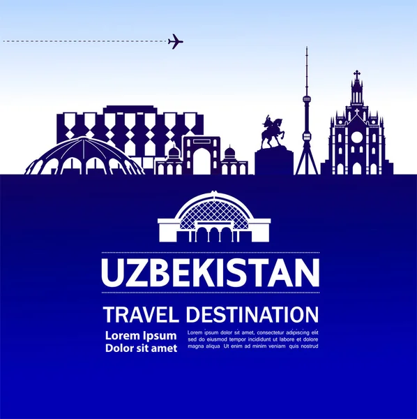 Uzbekistán Viaje Destino Vector Ilustración — Vector de stock