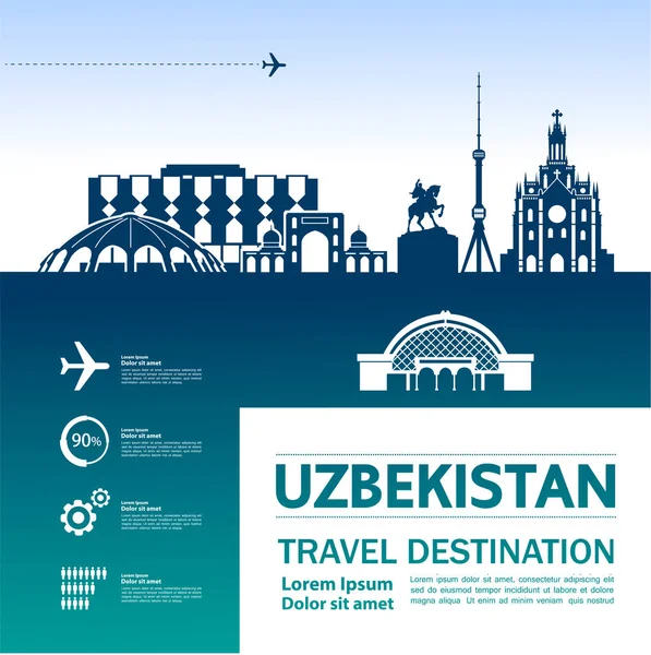 Uzbekistan Travel Destination Vector Illustration — Stock Vector