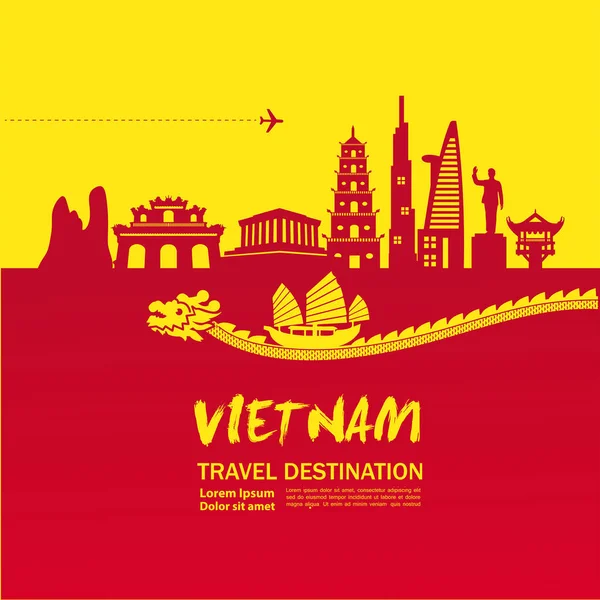 Vietnam Viaje Destino Vector Ilustración — Vector de stock