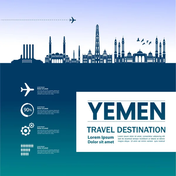 Yemen Viaje Destino Vector Ilustración — Vector de stock
