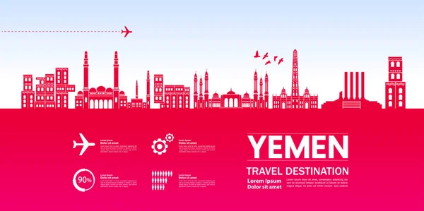 Jemen Cel Podróży Wektor Ilustracja — Wektor stockowy